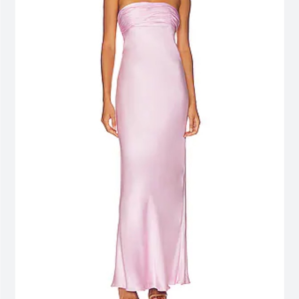 Shona Joy a Lune Strapless Ruched
Bodice Maxi Dress in Peony